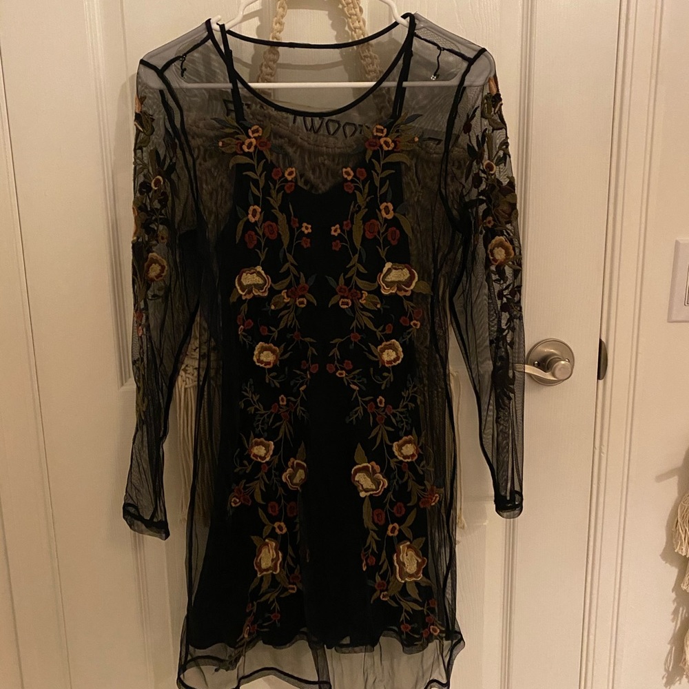 Floral embroidered dress and slip.